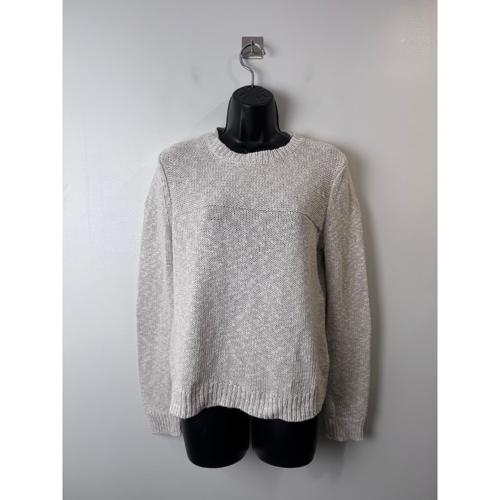 Jenni Kayne Cruise Women Beige Cotton Linen Blend Knit Crewneck Sweater XS